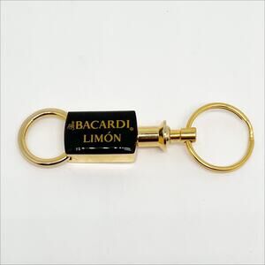 Bacardi Limon Gold Tone Double Ring Keychain Key Ring